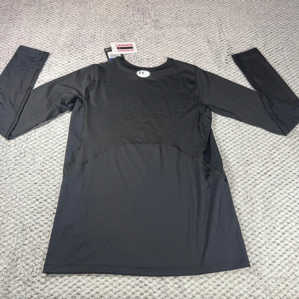 Under Armour Boys HeatGear‎ Compression Long Sleeve Shirt Size YXL Black Fitted